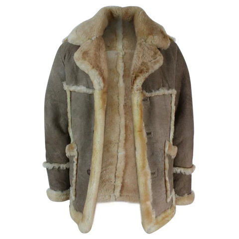 Men's Beige Cream Brown Original 3/4 Long Sheepskin Jacket