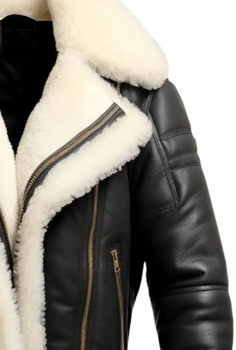 Handmade Shearling Aviator Jacket: Men's B3 Sheepskin Leather Bomber