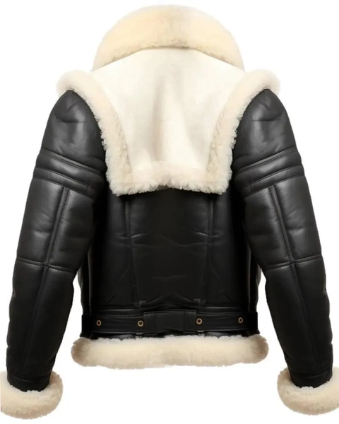 Handmade Shearling Aviator Jacket: Men's B3 Sheepskin Leather Bomber