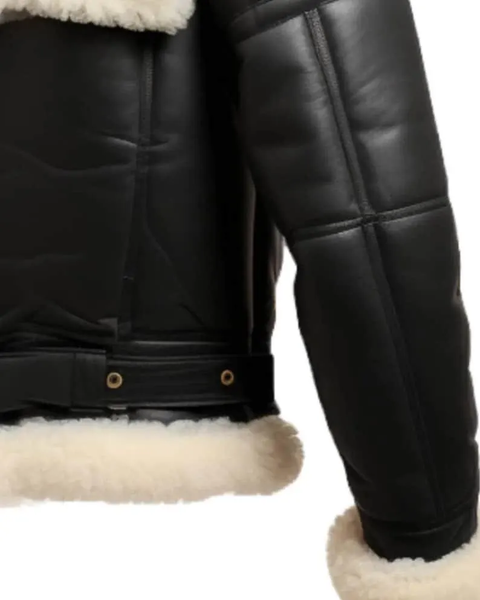Handmade Shearling Aviator Jacket: Men's B3 Sheepskin Leather Bomber
