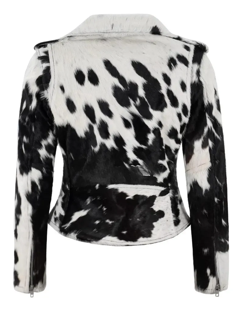 Handmade Cowhide Hair-On Women Leather Jacket: Western Rodeo Style