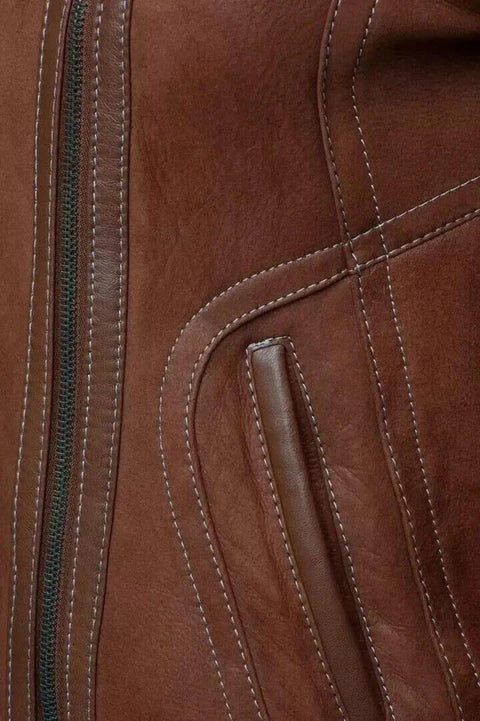 Womens Real Shearling Tan B-3 Bomber Jacket