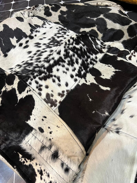 Handmade Genuine Cowhide Hair-On Leather Jacket - Natural Cow Skin Fashion Jacket