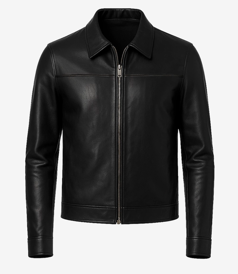 Mark Men's Black Harrington Lambskin Leather Jacket