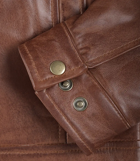 Men's Harrington Brown Real Leather Jacket