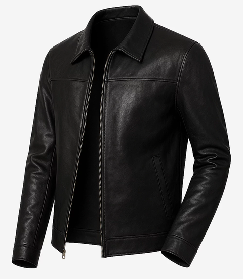 Mark Men's Black Harrington Lambskin Leather Jacket