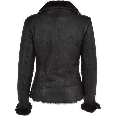 Womens Luxury Shearling Jacket Black
