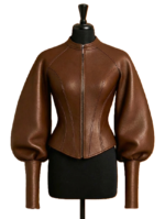 Brown Puff Sleeve Leather Jacket | Victorian Steampunk Coat