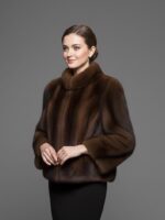 Real Mink Fur Jacket in Dark Brown - Luxurious Elegant Winter Coat - Image 2