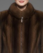 Real Mink Fur Jacket in Dark Brown - Luxurious Elegant Winter Coat - Image 6