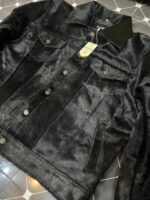 Handmade Genuine Cowhide Jet Black Hair-On Leather Jacket - Natural Cow Skin Fashion Jacket - Image 5