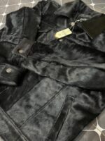 Handmade Genuine Cowhide Jet Black Hair-On Leather Jacket - Natural Cow Skin Fashion Jacket - Image 6