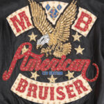 Pelle Pelle American Bruiser Black Leather Bomber Jacket - Back view showing unique emblem