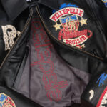 Pelle Pelle American Bruiser Black Leather Bomber Jacket - Front view with patches & logos