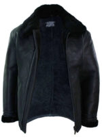 Mens Real Leather Sherling Sheepskin Original B3 Flying Pilot Jacket Warm Winter-B3 Black Black - Image 4
