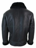 Mens Real Leather Sherling Sheepskin Original B3 Flying Pilot Jacket Warm Winter-B3 Black Black - Image 3