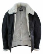 Mens Real Leather Sherling Sheepskin Original B3 Flying Pilot Jacket Warm Winter-B3 Brown Cream - Image 2