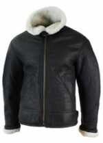 Mens Real Leather Sherling Sheepskin Original B3 Flying Pilot Jacket Warm Winter-B3 Brown Cream - Image 3