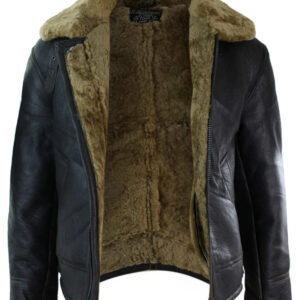 Mens Real Leather Sherling Sheepskin Original B3 Flying Pilot Jacket Warm Winter-B3 Brown Ginger