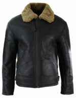 Mens Real Leather Sherling Sheepskin Original B3 Flying Pilot Jacket Warm Winter-B3 Brown Ginger - Image 2