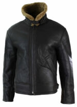 Mens Real Leather Sherling Sheepskin Original B3 Flying Pilot Jacket Warm Winter-B3 Brown Ginger - Image 4