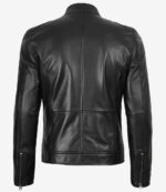 Men's Black Real Soft Leather Cafe Racer Jacket - Image 2