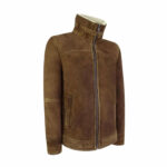 Men's Tan-Brown Shearling Sheepskin Jacket - Image 5