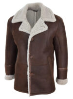 Men's Brown Shearling Sheepskin Jacket - Image 2