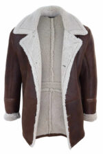 Men's Brown Shearling Sheepskin Jacket - Image 3