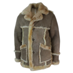 Men's Beige Cream Brown Original 3/4 Long Sheepskin Jacket - Image 2