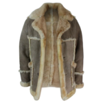 Men's Beige Cream Brown Original 3/4 Long Sheepskin Jacket - Image 3
