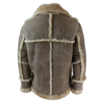 Men's Beige Cream Brown Original 3/4 Long Sheepskin Jacket - Image 4