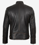 Dodge Men's Rub-off Dark Brown Leather Jacket — Cafe Racer Style - Image 2