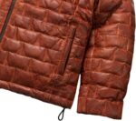 Men's Brown Quilted Lambskin Leather Puffer Jacket: Handmade Moto Style Winter Coat - Image 3