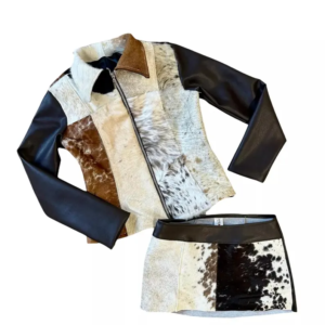 Cowhide Hair-On Jacket & Skirt Combo: Women’s Western Leather Set
