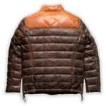 Distressed Lambskin Leather Puffer Jacket: Dual Color Quilted Coat - Image 2