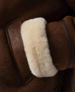 Handmade Shearling Brown Aviator Jacket: Vintage B3 Bomber, Real Sheepskin Leather - Image 3