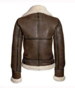 Handmade Real Shearling Brown Aviator Jacket: Vintage B3 Bomber, Real Sheepskin Leather - Image 2