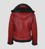 Handmade Real Shearling Aviator Hoodie Jacket - Image 2