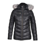 Women’s Black Lambskin Quilted Puffer hooded Jacket | Real Leather Cropped Puffer Coat