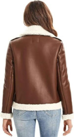 Handmade Shearling Brown Aviator Jacket: Vintage B3 Bomber, Real Sheepskin Leather - Image 4