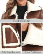 Handmade Shearling Brown Aviator Jacket: Vintage B3 Bomber, Real Sheepskin Leather - Image 3