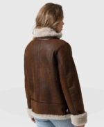 Handmade Shearling Brown Aviator Jacket: Vintage B3 Bomber, Real Sheepskin Leather - Image 4