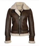 Handmade Real Shearling Brown Aviator Jacket: Vintage B3 Bomber, Real Sheepskin Leather