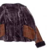 Womens Real Shearling Tan B-3 Bomber Jacket - Image 4