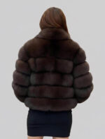 Women’s Brown Fox Fur or Faux Fur Cropped Bubble Jacket - Image 5