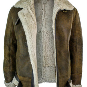 Infinity EK02 Mens Vintage Antique Sherling Sheepskin Cream Fur Air Force Pilot RAF Jacket