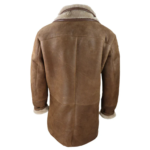 Men's 3/4 Duffle Jacket Sheepskin Long Button Zip Warm - Tan - Image 5