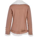 Women's Luxury Side Zip Sheepskin Pilot Jacket Light Tan - Image 2