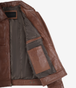 Men's Harrington Brown Real Leather Jacket - Image 4
